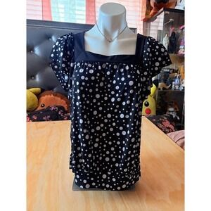 Y2K Speechless Polka Dot Bubble Blouse Black Cap Sleeve Size M #5